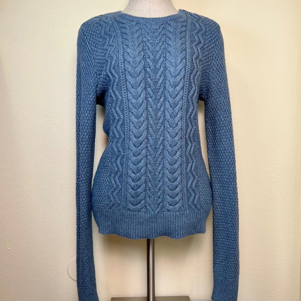 365 Brooks Brothers Women's Blue Cable Knit Sweater Size Medium